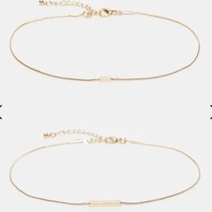 Gold Tone Anklets with Bar Detail ◦ Size: Curve/Wide ◦ 2 Pack